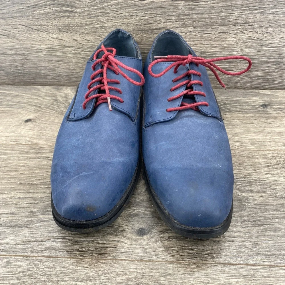 Original Penguin Bryan Derby Shoes Mens 11 Blue Leather Red Lace PENAC11024